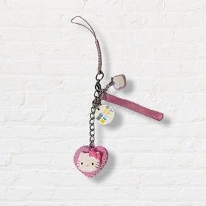 Hello kitty Sanrio pink ribbon heart multi charm phone strap